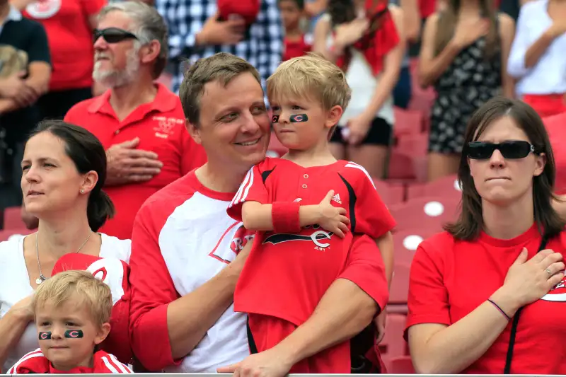 Baseball fans at a Cincinnati Reds game