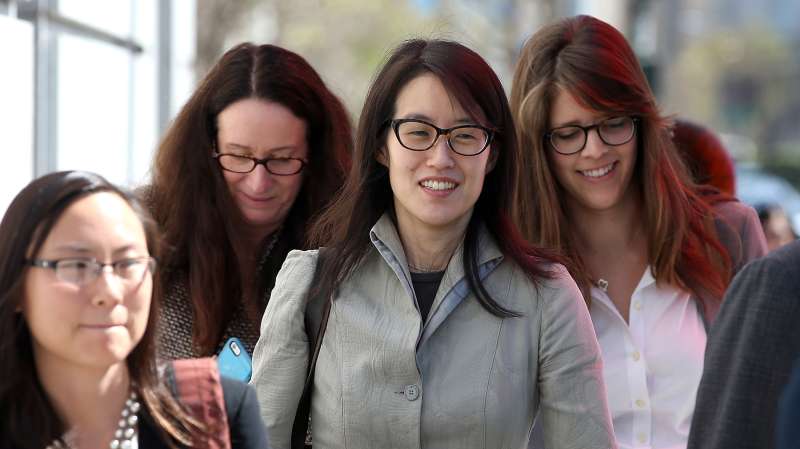 Ellen Pao leaves the San Francisco Superior Court Civic Center Courthouse with her legal team