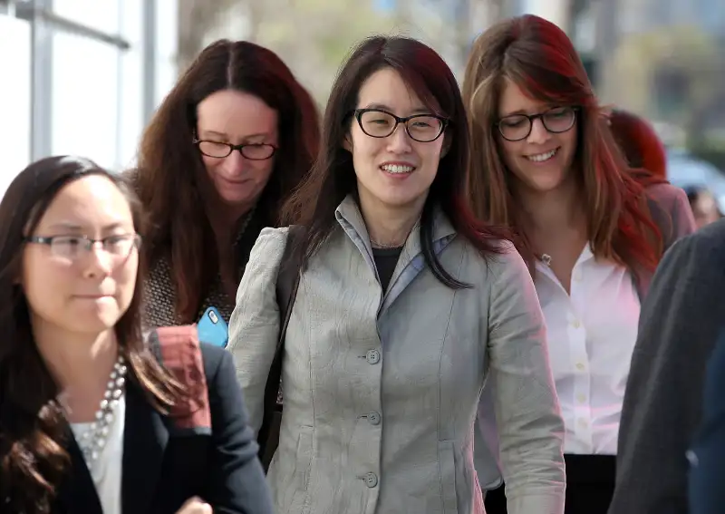 Ellen Pao leaves the San Francisco Superior Court Civic Center Courthouse with her legal team
