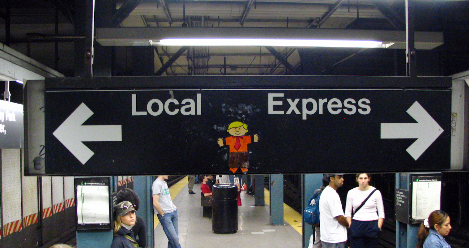 Local and Express subway signs