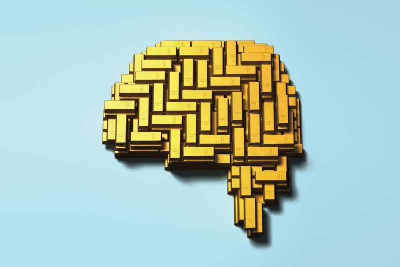 brain made out of gold bars