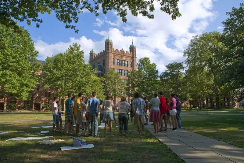 students on Yale campus