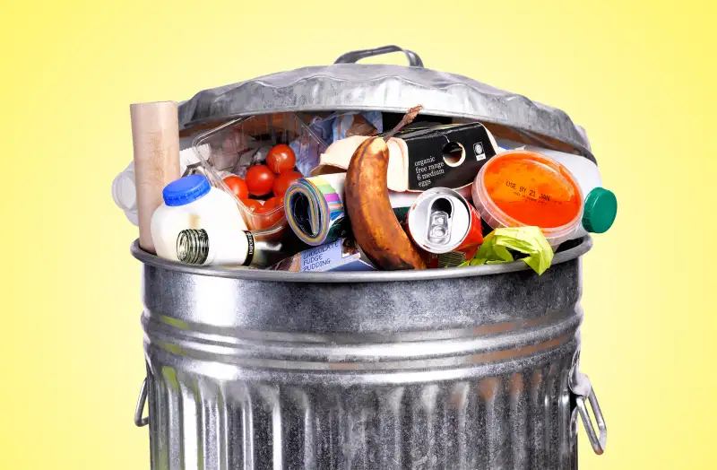 trash can with food in it