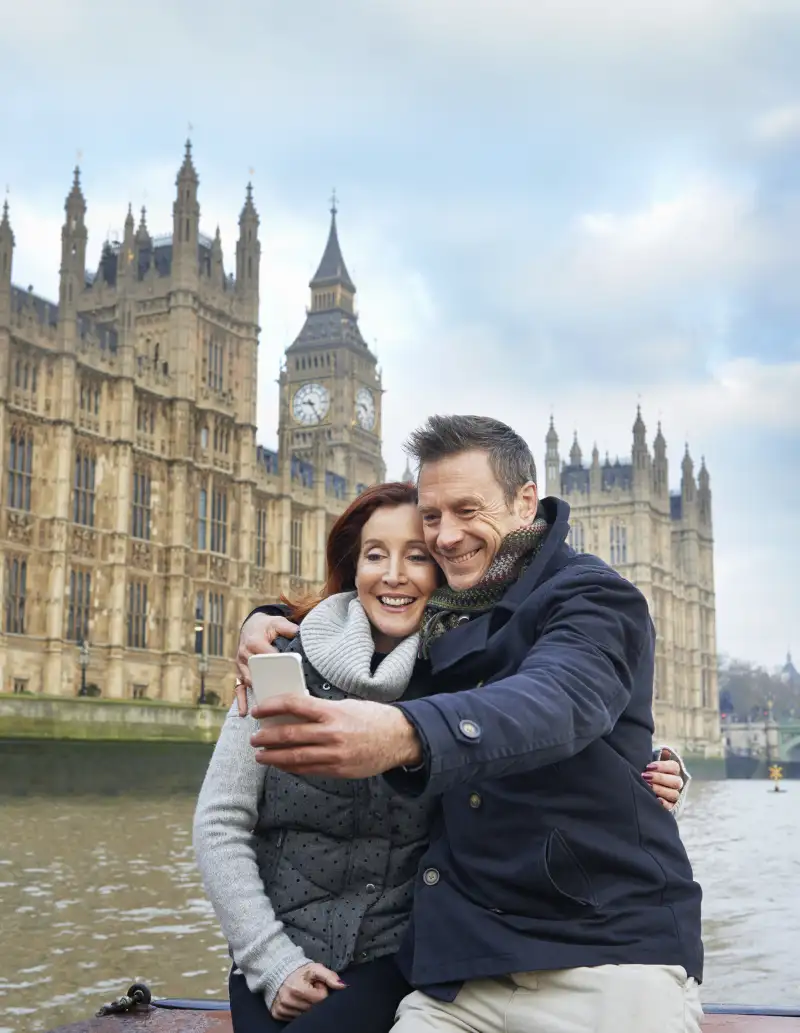 couple taking a photo in London