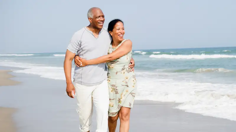 couple walking on beach