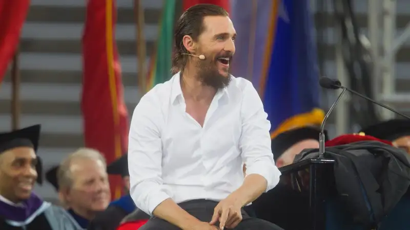 Academy Award-winning actor Matthew McConaughey gives the University Of Houston Commencement Address at TDECU Stadium on May 15, 2015 in Houston, Texas.