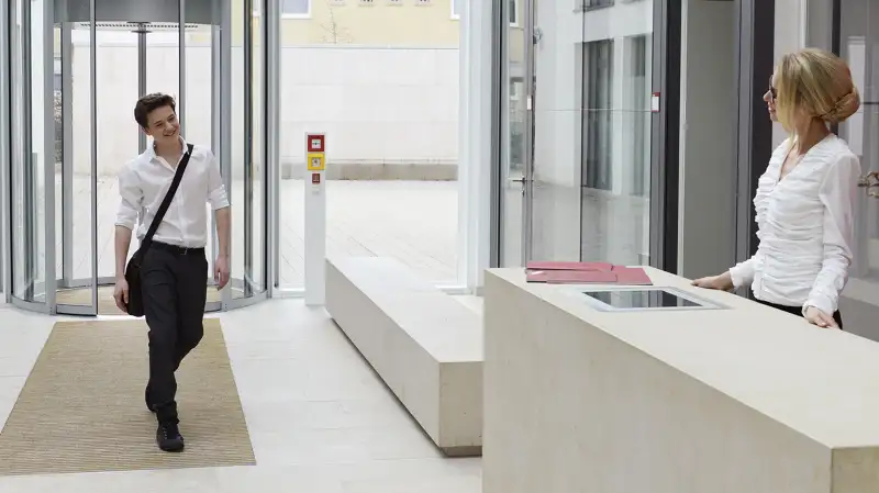 intern walking in building on first day