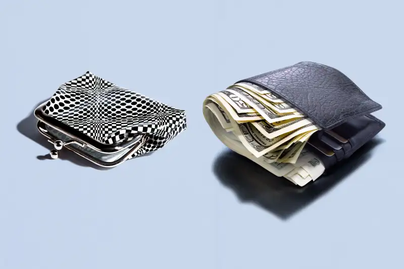 woman's coin purse and men's billfold