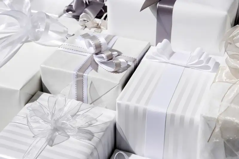 stacked wedding gifts