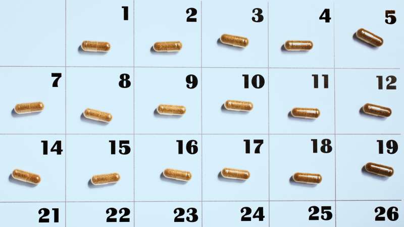 calendar with pills on days