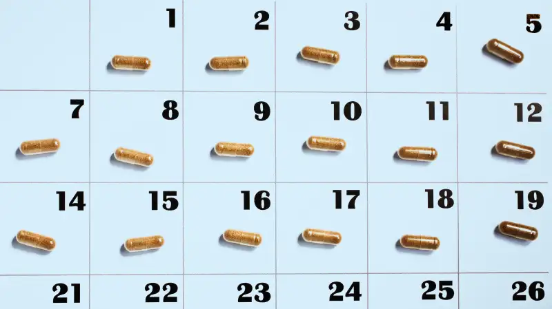 calendar with pills on days