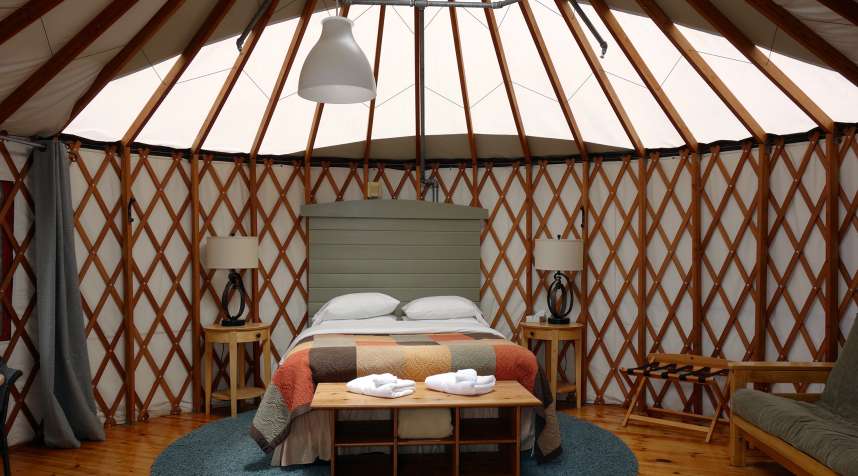 Treebones Resort offers ocean view yurts in Big Sur, California.