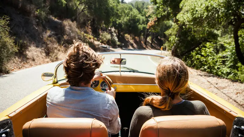 two people on road trip