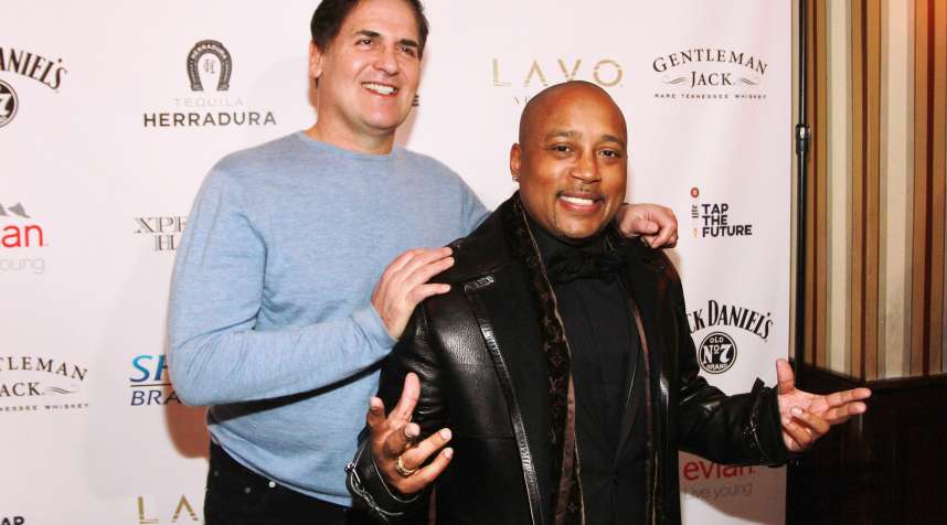 Mark Cuban and Daymond John attends The Shark-Daymond John Presents  Xpensive Habits  Lavo Brunch Sponsored By: Jack Daniels, Miller Lite &amp; Evian Water at Lavo on February 14, 2015 in New York City.