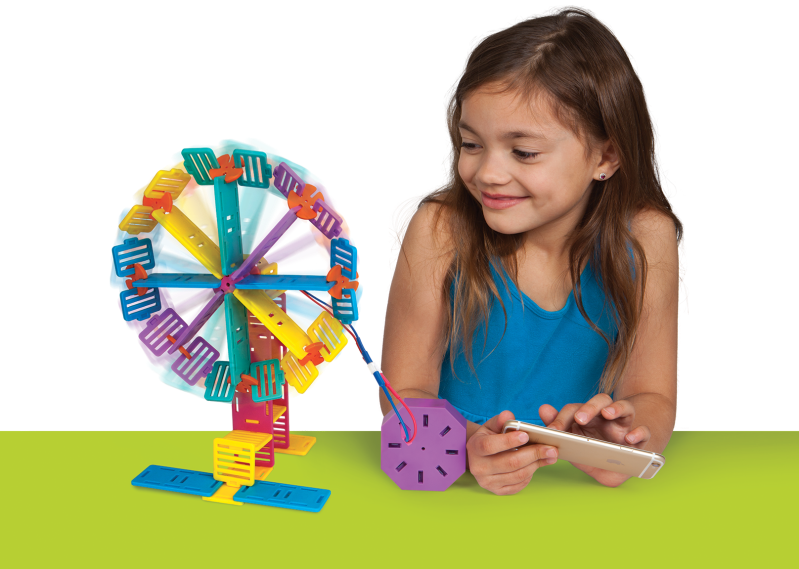 Roominate rPower, available this fall, lets girls control ferris wheels, RVs and other creations using a phone or tablet.