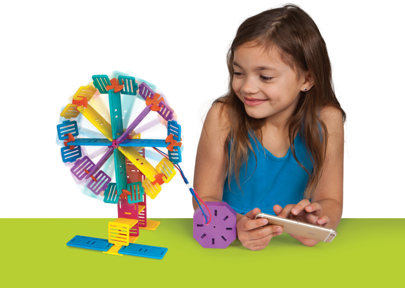 Roominate rPower, available this fall, lets girls control ferris wheels, RVs and other creations using a phone or tablet.
