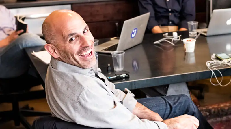 Marc Lore, CEO of new e-commerce site jet.com and his team during a meeting in the conference room at jet.com headquarters on Apr. 28, 2015 in Montclair, NJ.