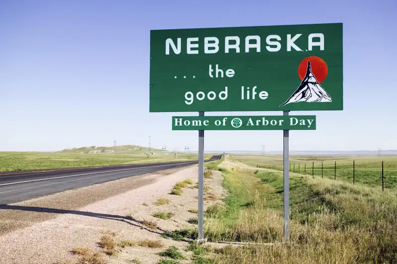 Welcome to Nebraska street sign