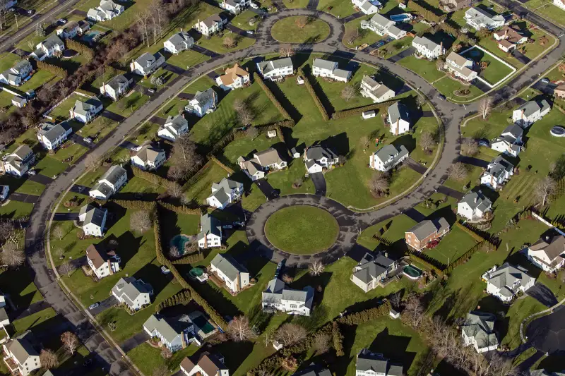 aerial view of neighborhood