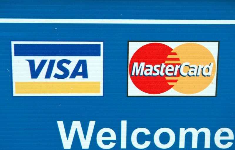 Visa and MasterCard credit card logos ar
