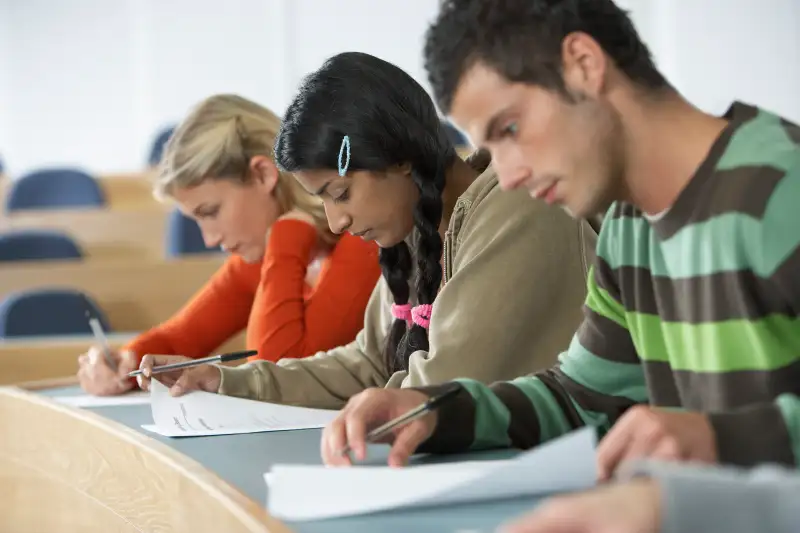 Three students studying