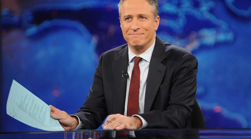 Television host Jon Stewart during a taping of  The Daily Show with Jon Stewart  in New York.