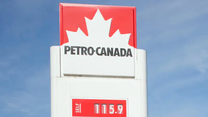 Gas station along the Trans-Canada Highway (16th Avenue) in Calgary.