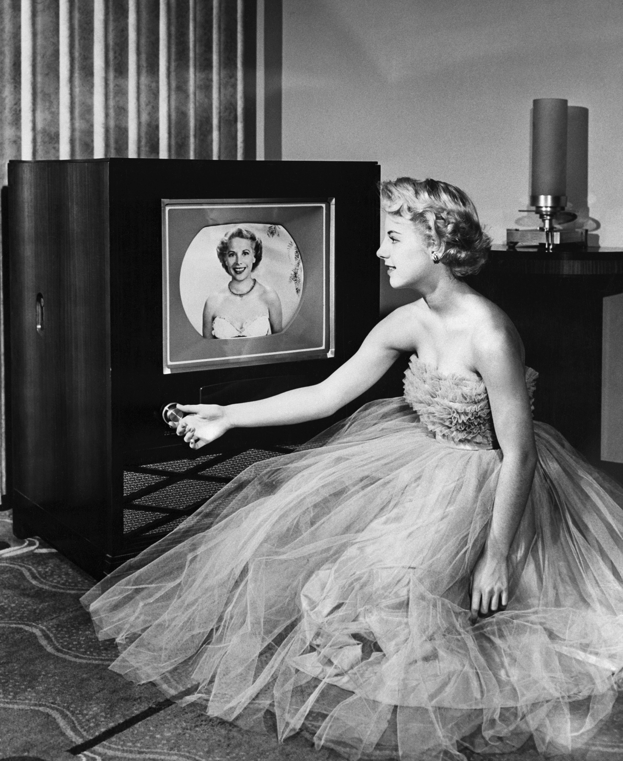 Color television made its debut in 1952 after the Federal Communications Commission accepted the RCA-developed  Compatible Color  System permitting colorcasting of programs without blanking the screens of black-and-white TV sets.