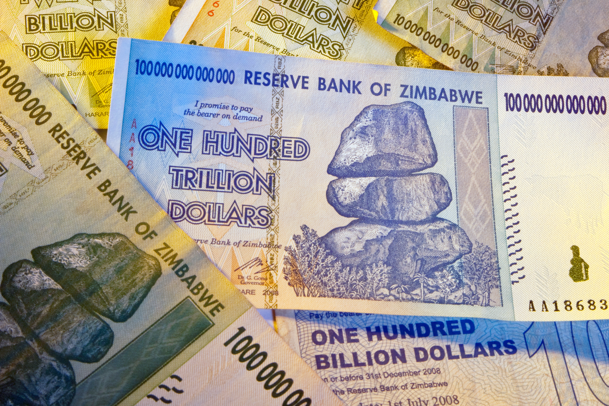 One Hundred Trillion Dollar banknote from Reserve Bank of Zimbabwe
