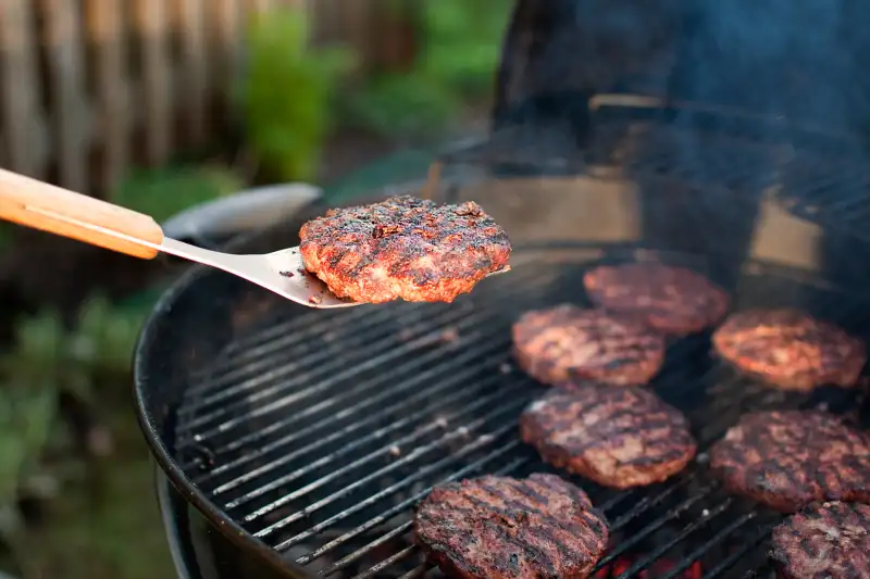 burgers on grill