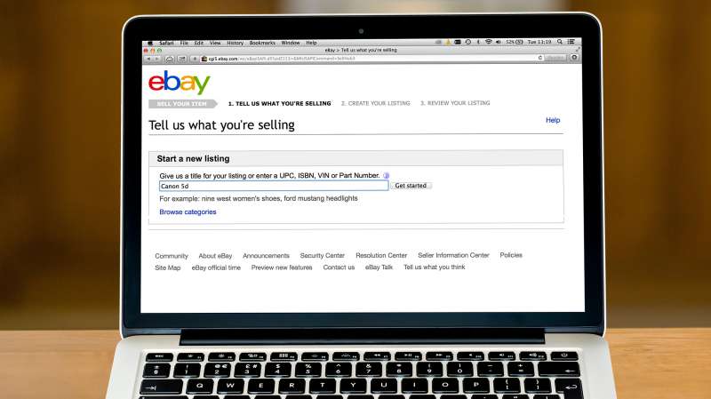 eBay on laptop