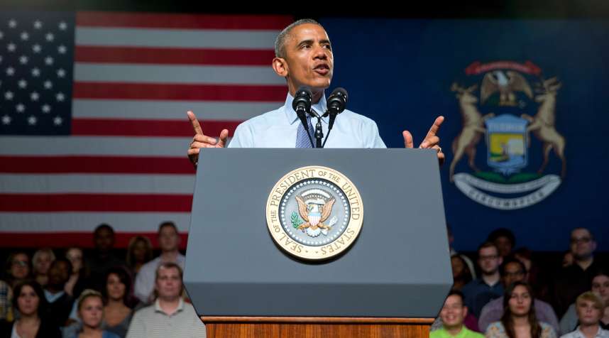 President Barack Obama speaks at Macomb Community College, September 9, 2015, in Warren, Michigan.
