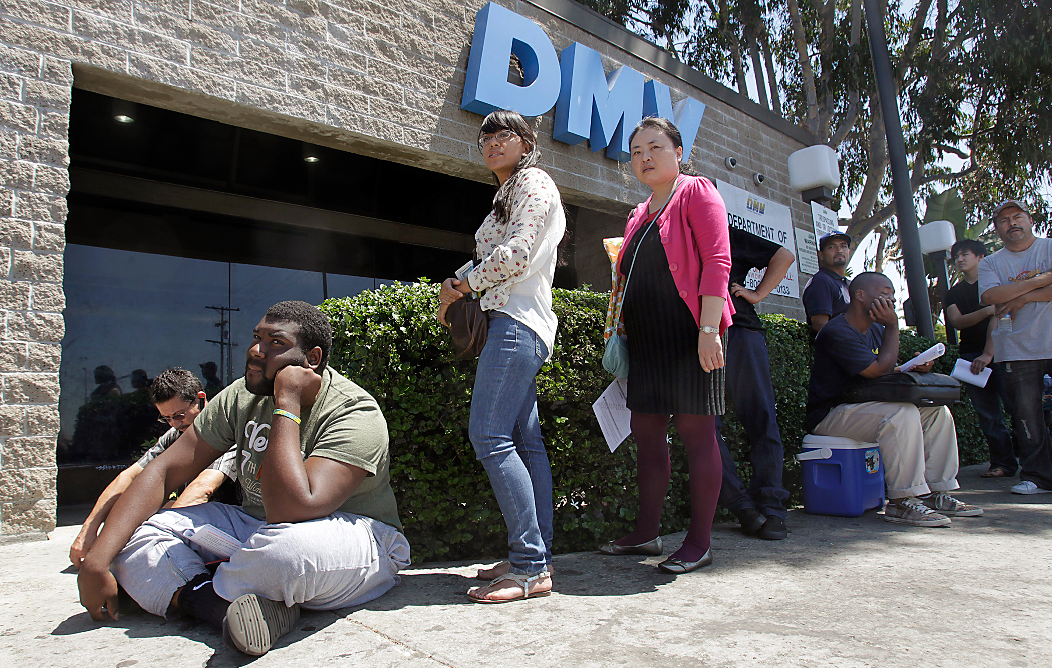 The line outside the DMV office in South Los Angeles is long on Tuesday, Aug. 14, 2012.