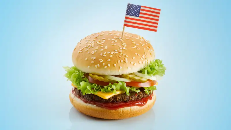 cheeseburger with flag