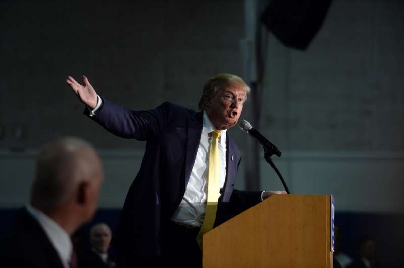Republican Presidential candidate Donald Trump speaks during a town hall event at Rochester Recreational Arena September 17, 2015 in Rochester,