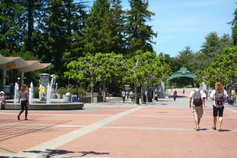 Students walking on Sproul Plaza, University of California-Berkeley