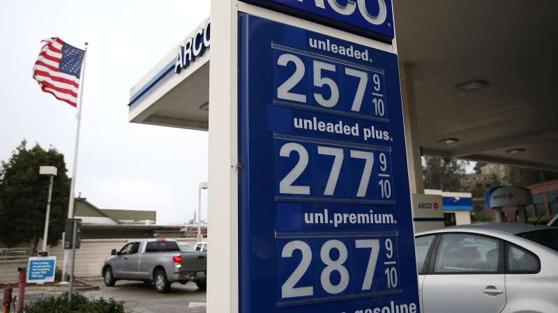Gas prices below $3.00 a gallon are displayed at an Arco gas station on September 14, 2015 in Mill Valley, California.