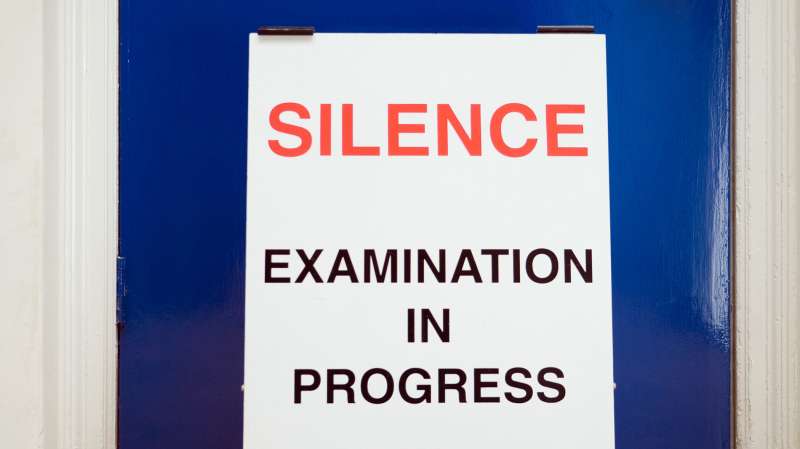 Silence Exam in Progress sign
