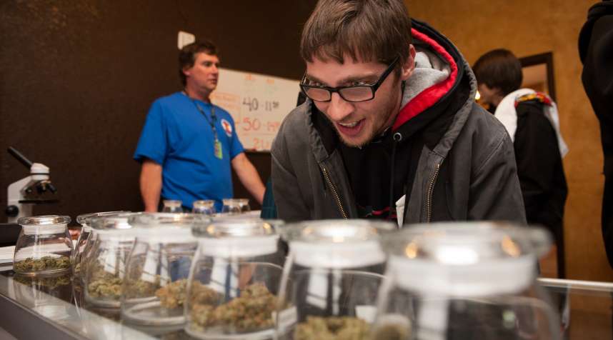 The first day of legal marijuana in Denver, Colorado on January 1, 2014.