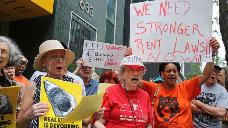 Rent regulations laws designed to keep New York City apartments affordable will expire June 15, 2015, and without an extension, over a million residents could be affected. The demonstrators are asking for at a minimum to extend those laws and better yet to have them strengthened.