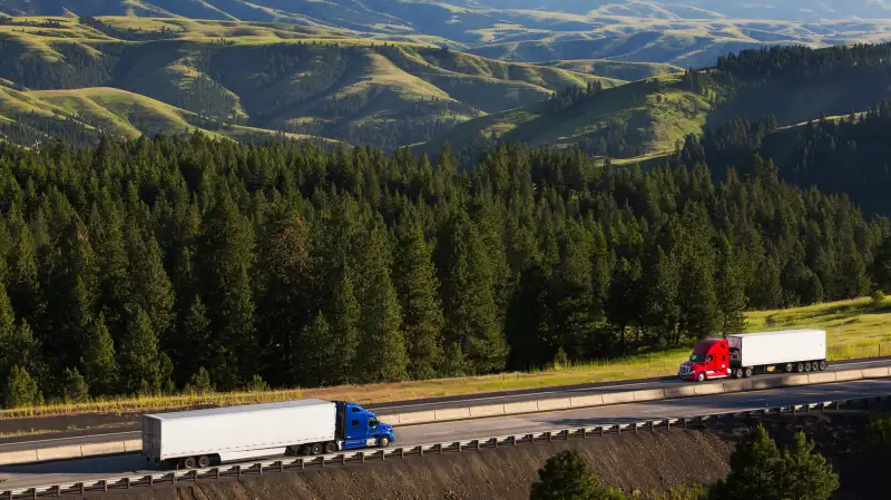 Commercial truck on freeway near Pendleton, Oregon