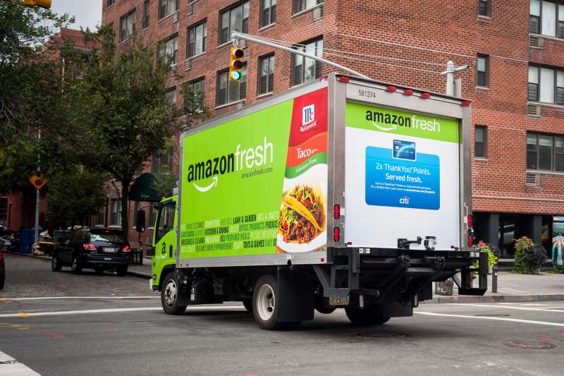 Amazon Fresh grocery delivery service in Greenwich Village in New York on September 24, 2014.