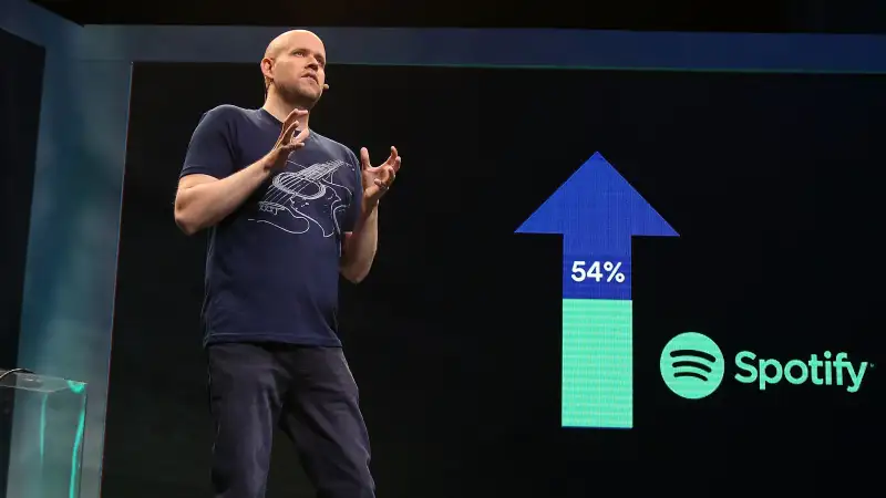 Spotify founder Daniel Ek speaks during the Spotify New Platform Launch at S.I.R. Studios on May 20, 2015 in New York City.