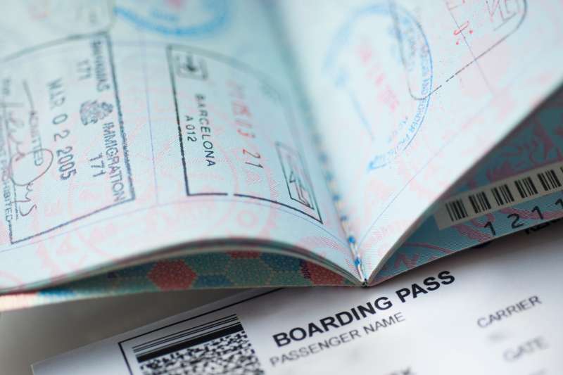 Passport with boarding pass inside