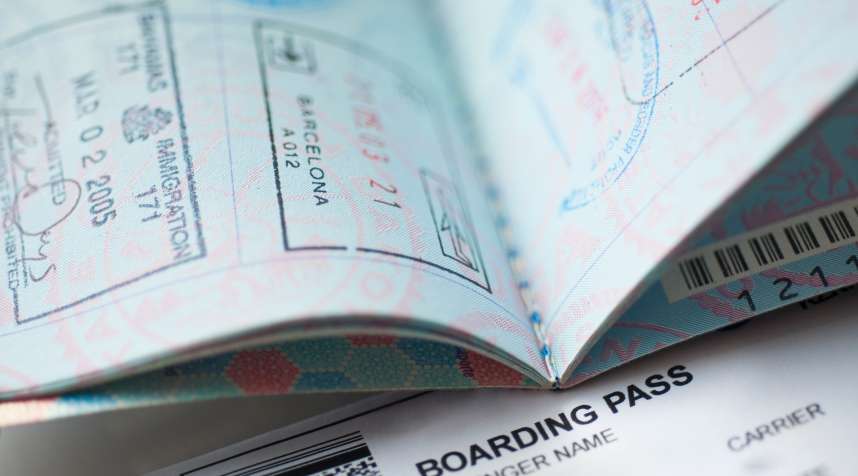 Passport with boarding pass inside