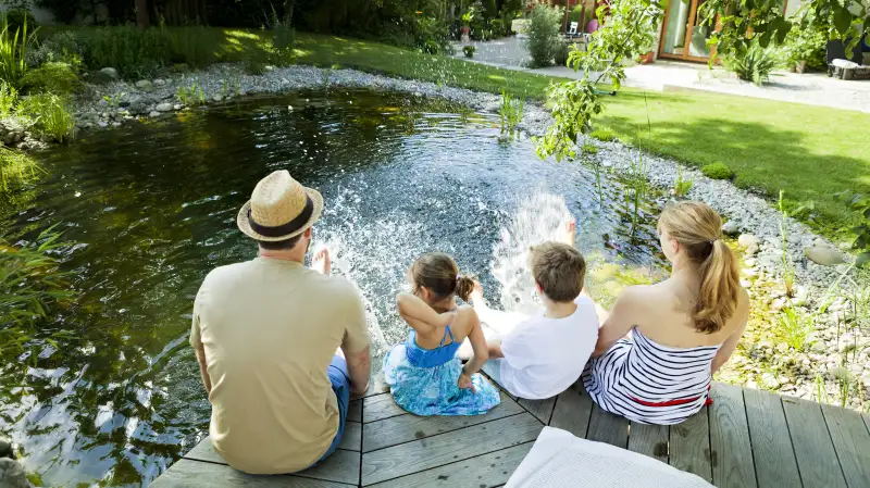 family in backyard