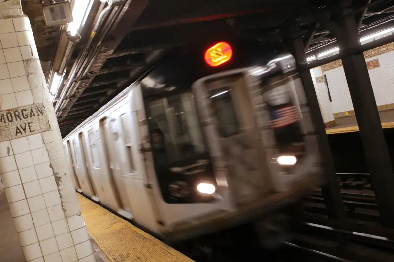 Subway train coming into the station