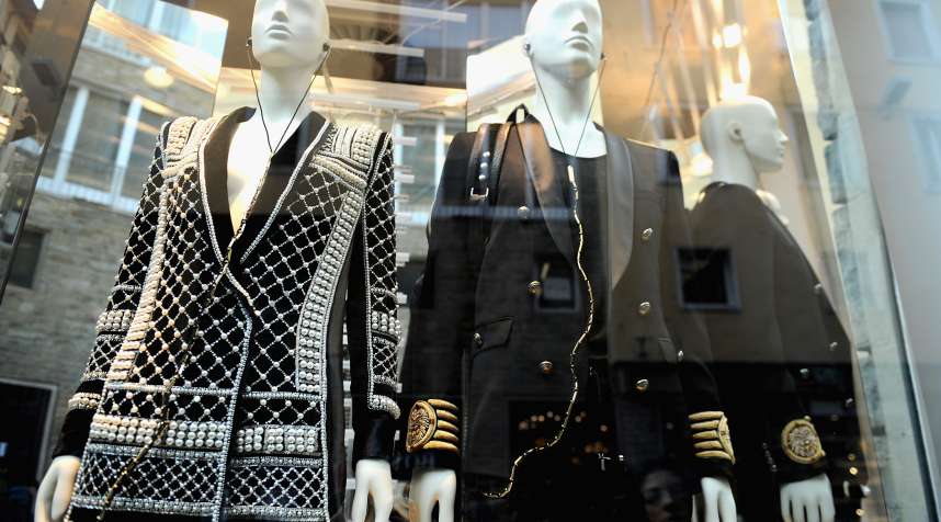A window display is pictured before the Balmain For H&amp;M Collection Launch on November 5, 2015 in Florence, Italy.