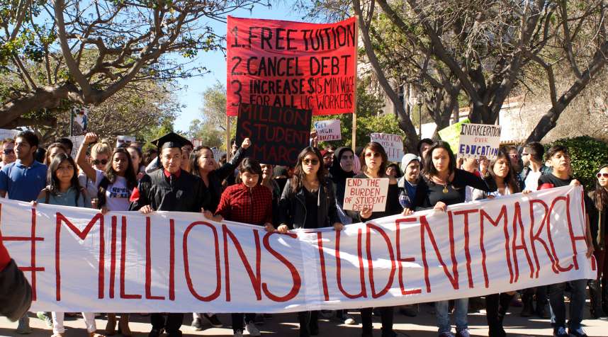 The #MillionStudentMarch at the University of California-Santa Barbara campus, drew an estimated 1,000 to 2,000 students on Nov. 12.