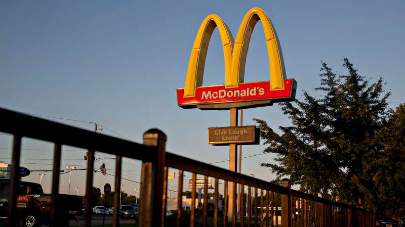 A McDonald's sign stands outside of a restaurant in Peru, Illinois on July 20, 2015.